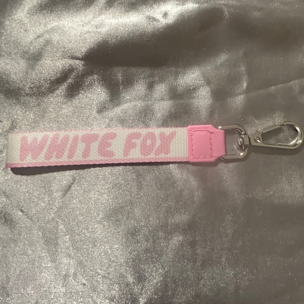White Fox Boutique Next Level Strap Keychain Pink White Preppy Coquette